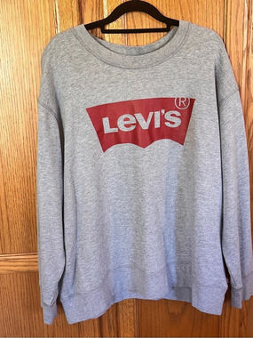 Levi's Logo Relaxed Crewneck Sweatshirt Gray Size 1X